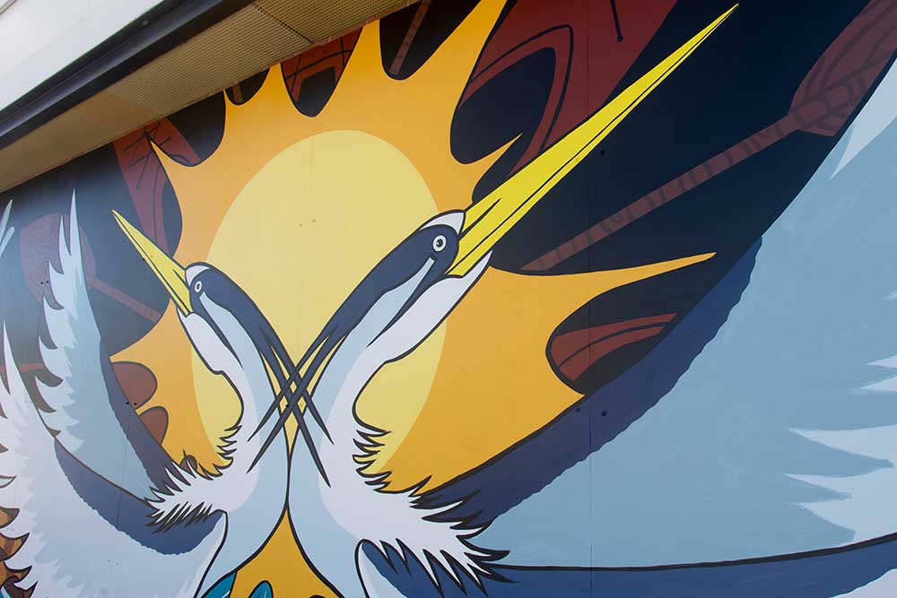 Close up of Herons on Mural