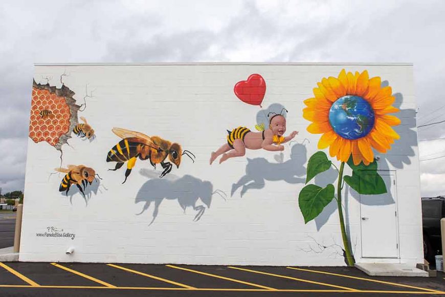 Mural by Local Artist Pamela Bliss Urges Us to ‘Bee’ Mindful