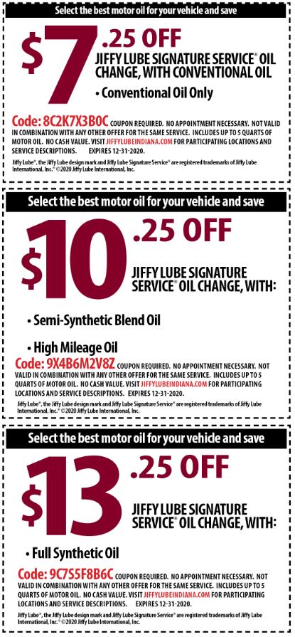 jiffy lube coupon for signature service