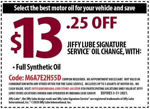 Jiffy Lube Online Coupon