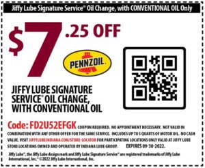 Oil Change Coupons, Synthetics &amp; High Mileage | Indiana Jiffy Lube